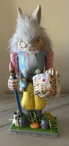 Bunny Collectable Nutcracker with Basket, Rare, Complete, 12.5 Inches 