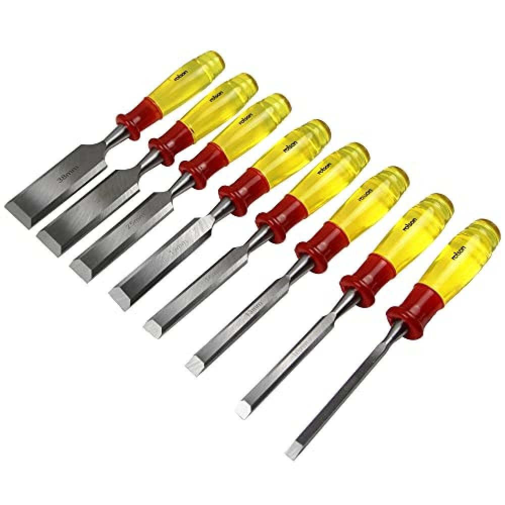 Set Scalpelli Rolson 56180 per Legno - 8 Utensili in Acciaio Carbonio