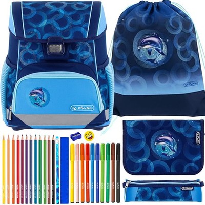 Herlitz Schulranzen Set Loop Plus Dolphin Ride 10-teilig gefüllt Delfin Glitzer