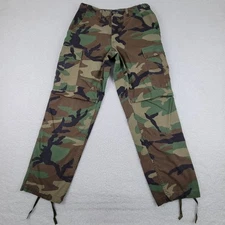Vintage Woodland Camo BDU Pants Mens Small Short 28x30 Military Combat 90s
