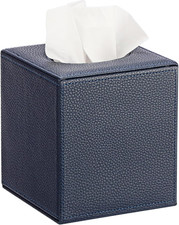 Tissue Box Cover Square,Magnetic Bottom PU Tissue Box Holder,Blue