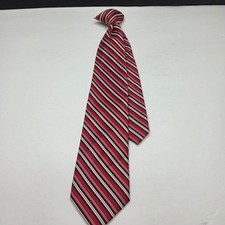 Cherokee Boys Clip On Tie Striped Red Black White Size M 8-12 School Formal 14"