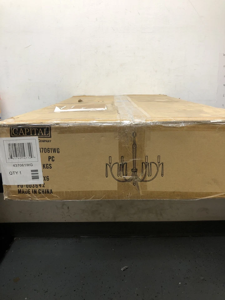 Lámpara de araña de cristal Capital Lighting Gwyneth 437061WG 6 luces 34" - oro invierno Foto 3 de 3