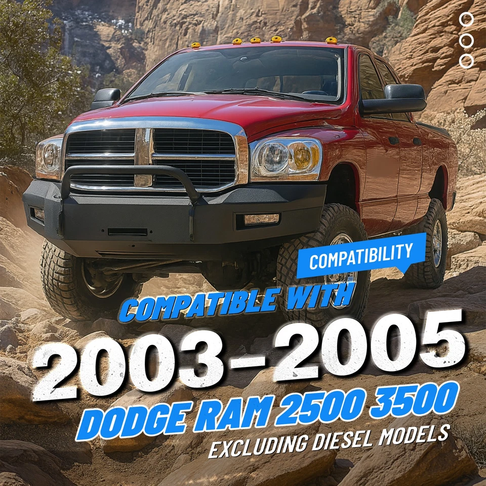 Protector de parachoques delantero con placa de cabrestante y luces LED para Dodge Ram 2500 3500 2003-2005 Foto 2 de 4