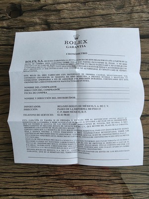 ROLEX Watch Blank Service Guarantee Certificate L@@K!