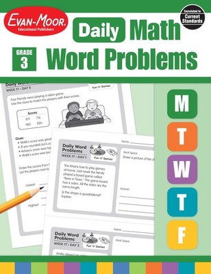 Evan-Moor Daily Word Problems, Grade 3, Homeschooling & Classroom Resource W...