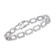 Vintage 4.00 ct. t.w. Diamond Link Bracelet in 14kt White Gold. 7.25 inches