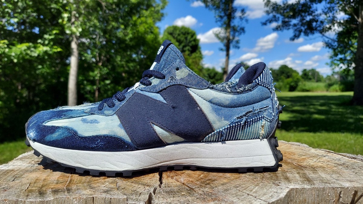 New Balance 327 Denim Custom Bleach Distressed preowned men's size