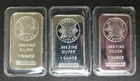 Lot of Three Sunshine Minting 1oz Silver Eagle Bars in Plastics