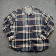 Tommy Bahama Shirt Mens XL Blue Green Plaid Flannel Cotton Button Up Down Relax