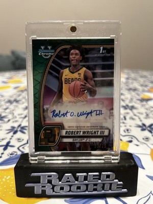 2025 Bowman Chrome U #15 Robert Wright III Auto /75 Inscribed Go Bears! - Green