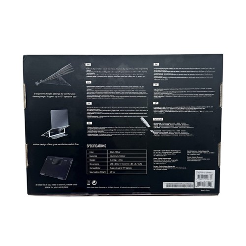 Cooler Master ErgoStand Air Laptop Cooler- Aluminum- up to 15” Laptop- Silver - Picture 3 of 3
