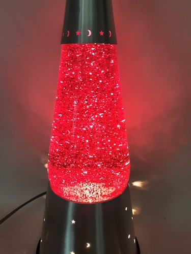 VTG Lava Lite Red Glitter Lamp Starlight Silver Base Wizard Stars Moon 15" 2001 - Picture 4 of 17