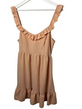 Altar'd State Women's Large Boho Ruffle Mini Sundress Orange Sleeveless