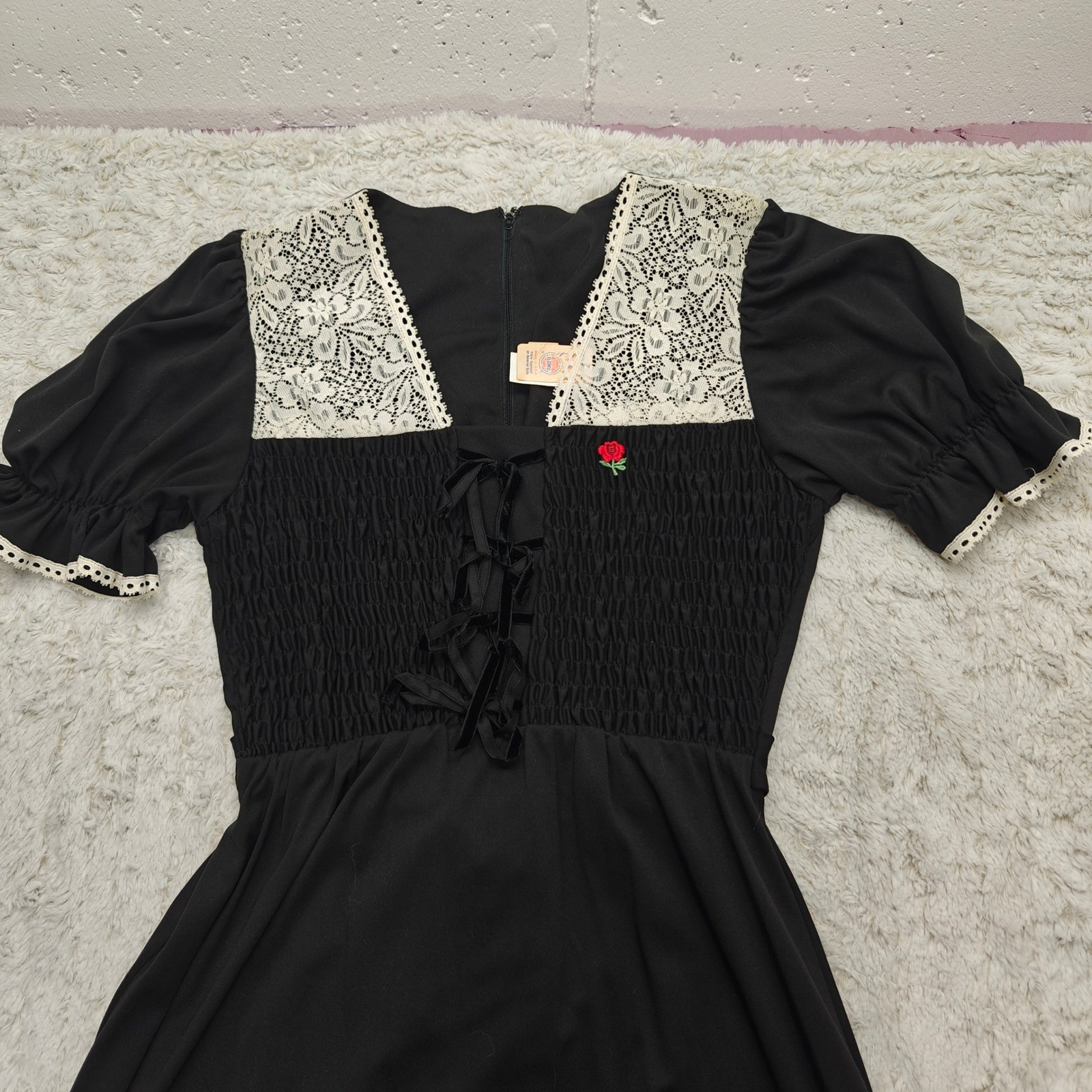 VTG Victorian Gothic Dress Womens Union Made Whimsigoth Romantic Vamp Lace image 10