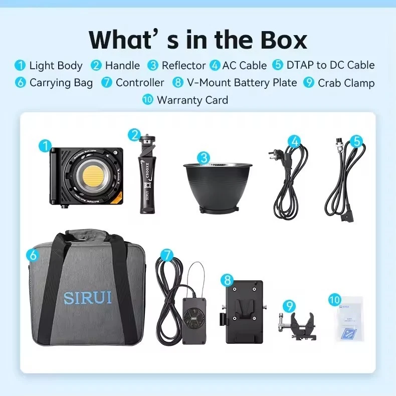 SIRUI C300X II 300W Handheld LED Video COB Light CCT 2700K-6500K Pocket Lighting - Image 2 of 4