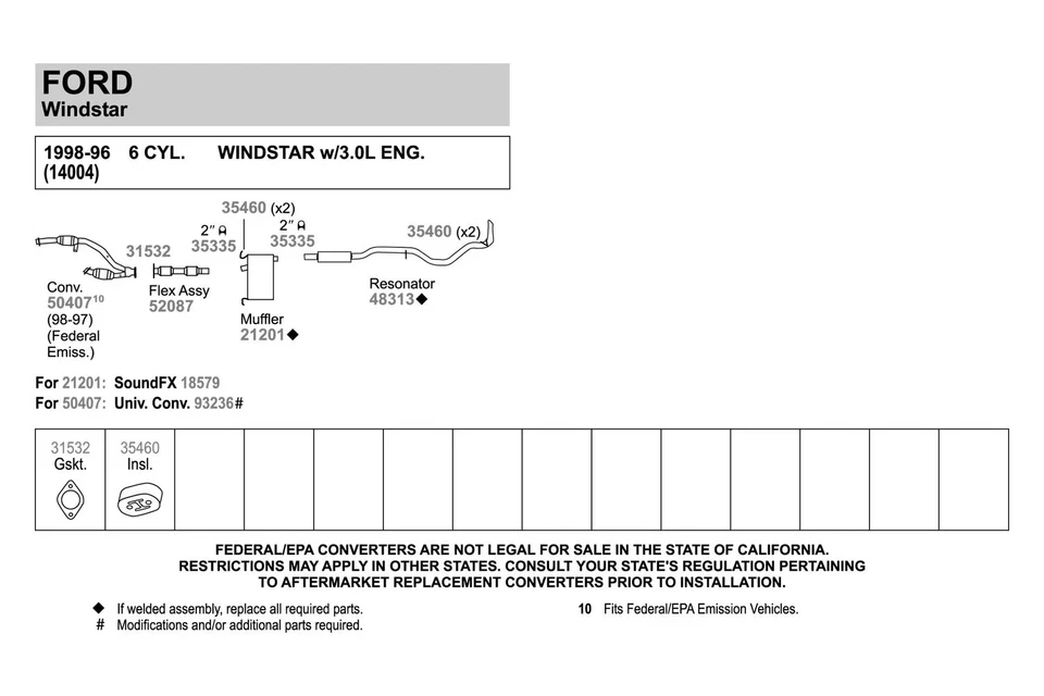 For Ford Windstar 95-03 SoundFX Aluminized Steel Oval Direct Fit Exhaust Muffler — 第 2/4 张图片