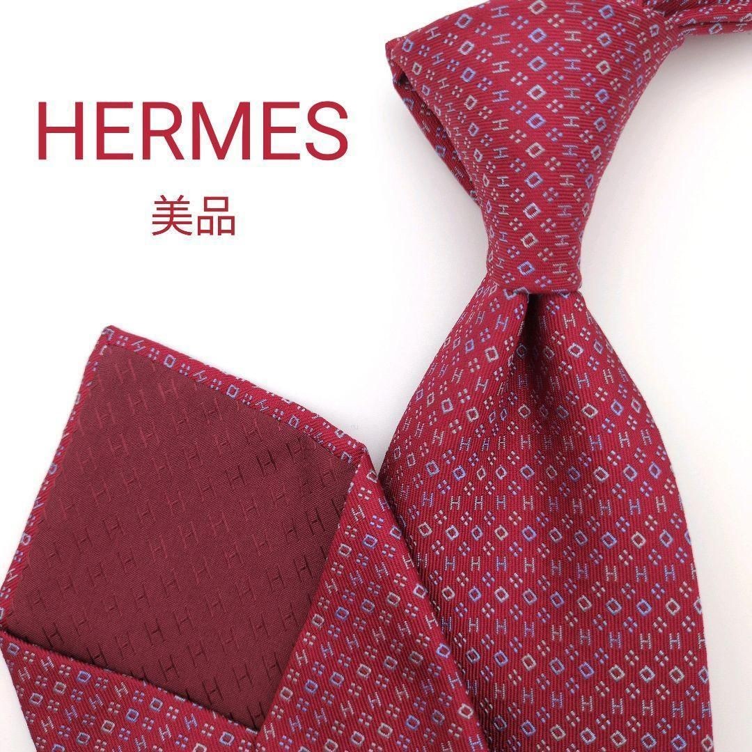 Item HERMES Tie Red H Pattern Small Pattern Jacqu… - image 1
