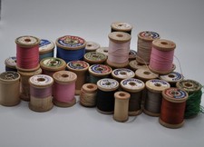 Vintage Wooden Spool Sewing Thread Coats  Clark Mixed - FREE SHIPPING