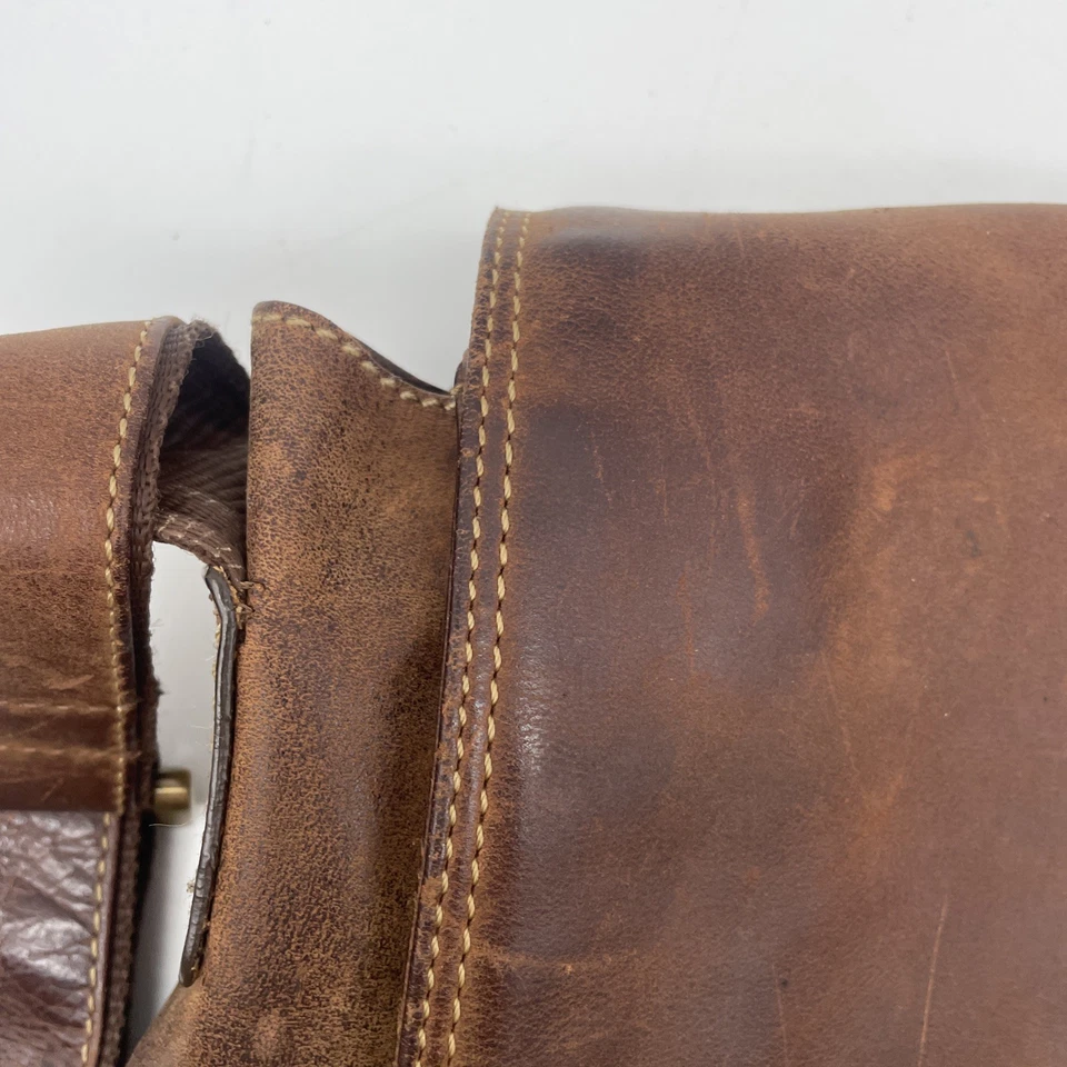 Bolso Mensajero VISCONTI London Cuero Real Marrón Solapa Foto 4 de 4