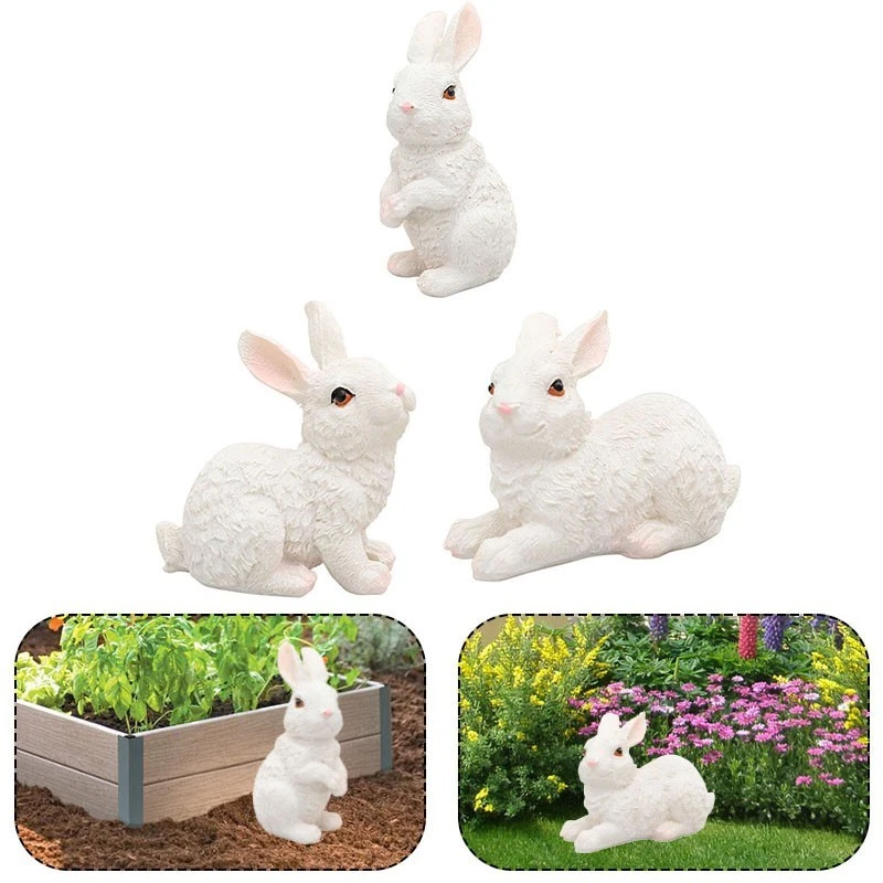 Festive Easter Rabbit Decorations for Table and Garden 9x4x5cm 6x8x4cm - Image 2 of 4