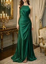 Xscape 8 Emerald Green Formal Gown Side O Waist Gala Prom Wedding Guest NEW