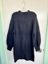 Express Black Chunky Ribbed Knit Mock Neck Sweater Dress Size Medium
