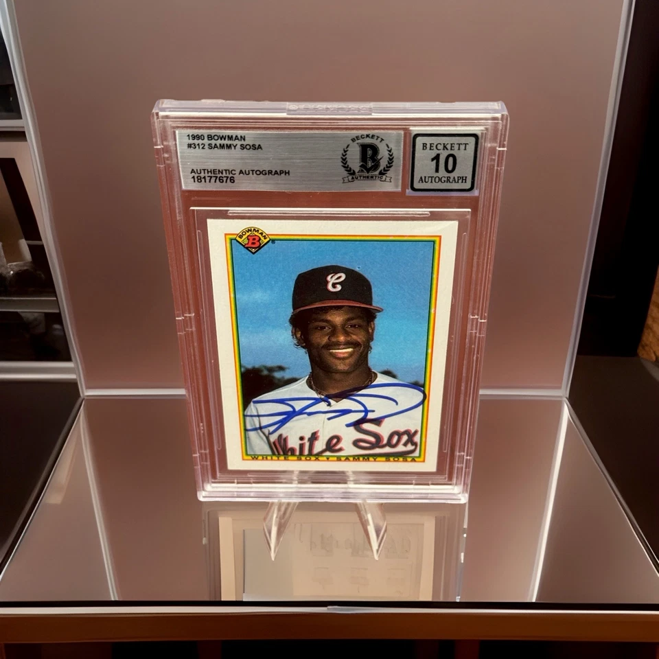 1990 Bowman Sammy Sosa Rookie #312 Autograph Beckett 10 Auto White Sox RC Legend - Image 2 of 4