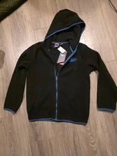 Reebok Youth Full-Zip Fleece Jacket Black Blue Hooded Jacket Size 14/16