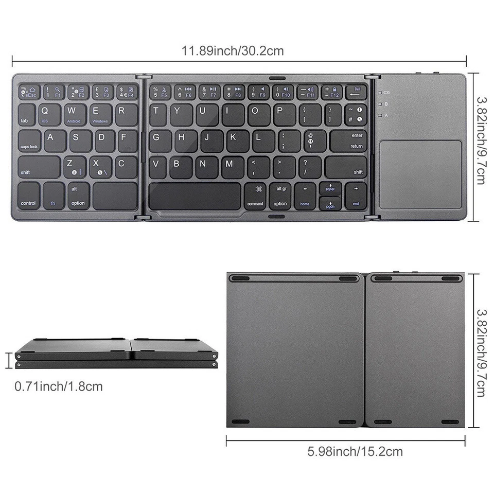 Foldable Wireless Keyboard Ultra Slim with Touchpad for Tablet and Laptops - Image 3 of 4