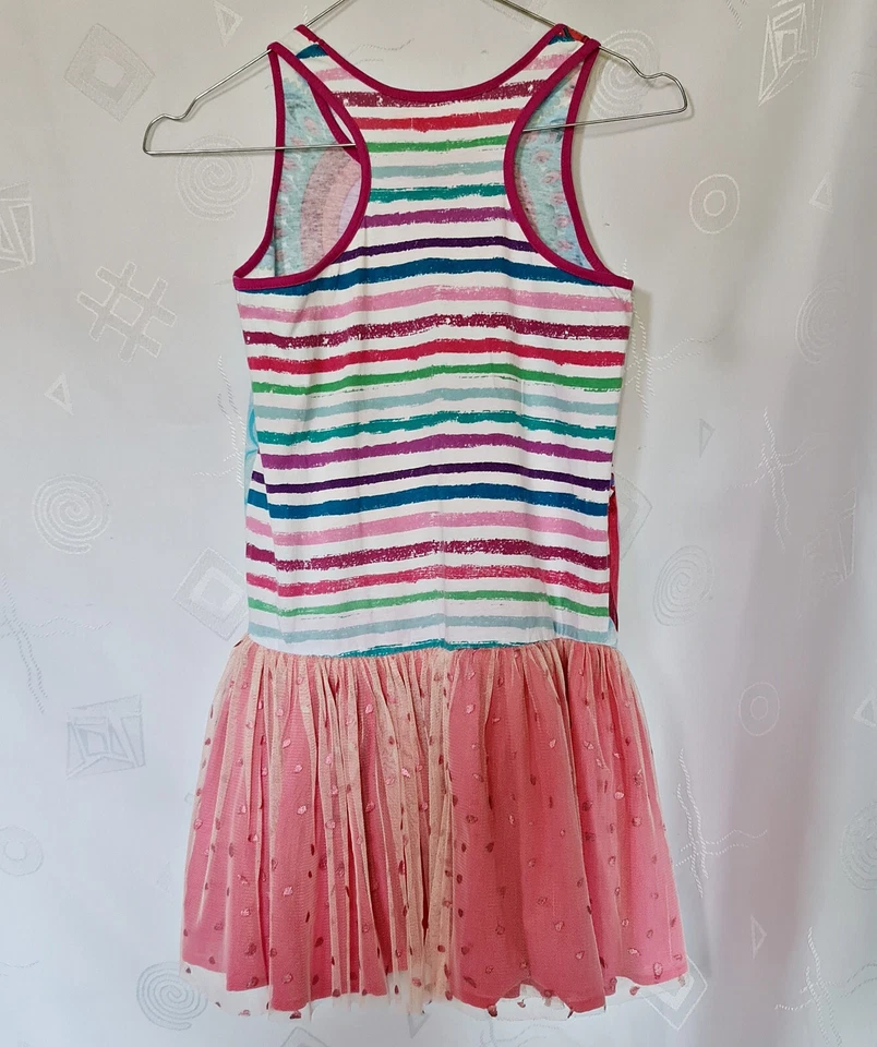 AUTHENTIC DESIGUAL GEOMETRIC ART LOGO CHIFFON PINK GIRLS DRESS SIZE 9/10 - Image 2 of 4
