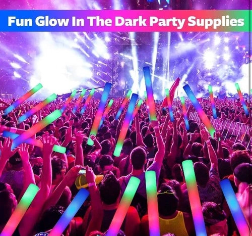 100PCS Light Up Foam Sticks LED Wands Rally Flashing Glow Stick for Xmas Party. - Picture 2 of 22