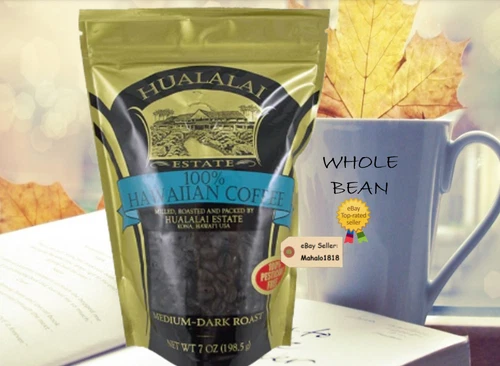 🌺100% HAWAIIAN COFFEE HUALALAI ESTATE Kona Hawaii 7oz WHOLE BEAN