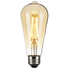 Satco S9579 LED Filament 6.5W =60W 120V ST19 Medium E26 2000K Transparent Amber