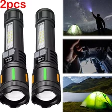 2PC 99000000 Lumens Super Bright LED USB Flashlight Rechargeable Work Light