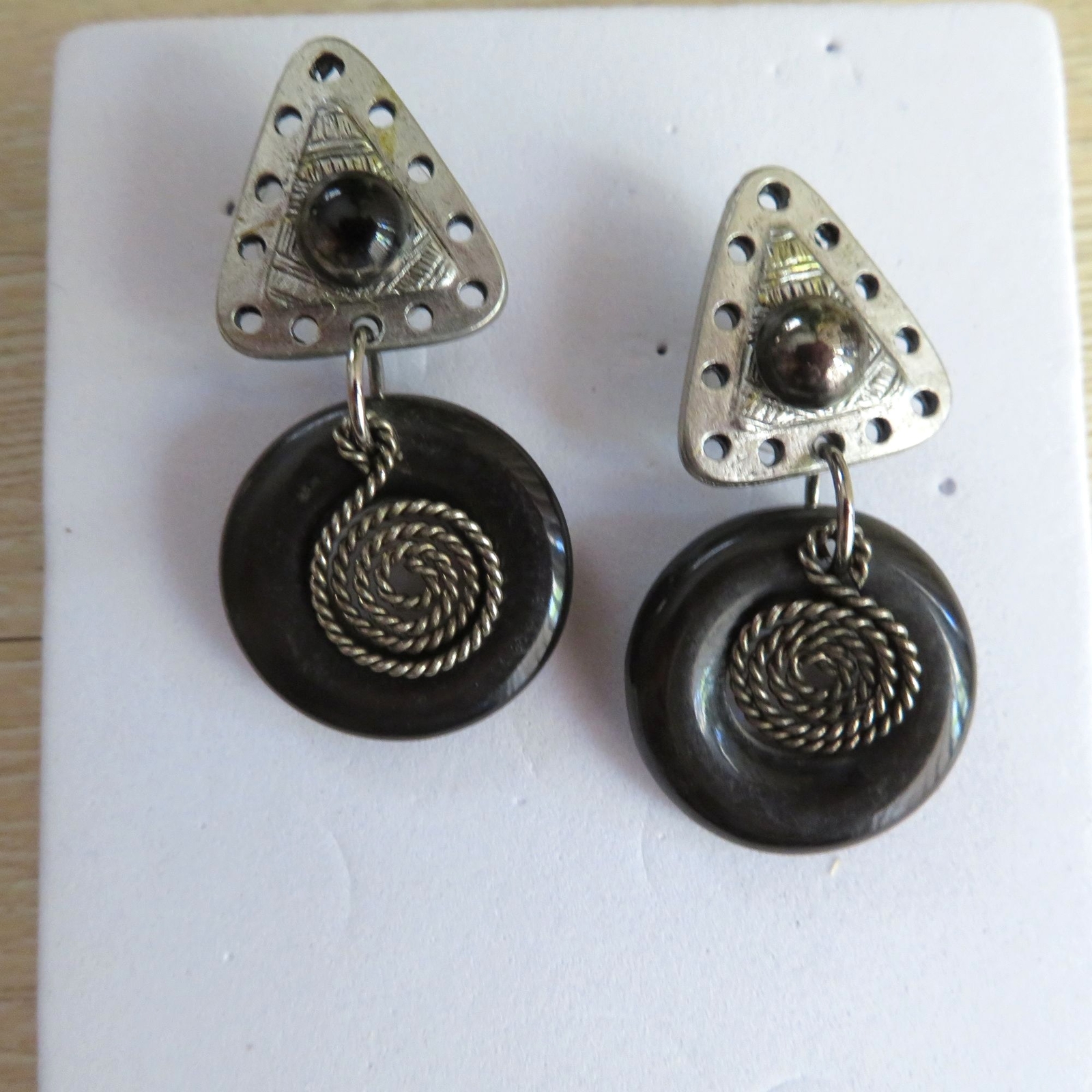 Artisan Dangle Drop Post Earrings Boho Hippie Uns… - image 3