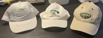 Lot Of 3 Vintage Hawaii Islands Mesh Trucker Foam Snapback Hat Cap Y2K Neutral