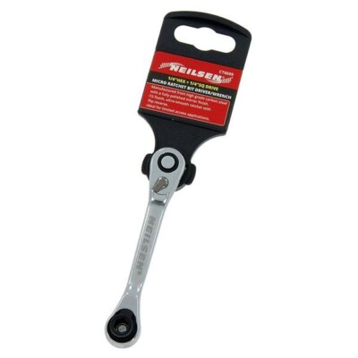 Micro Ratsche Bit Schraubendreher/Schraubenschlüssel 1/4'' Sechskant x 1/4'' Vierkantantrieb 6699