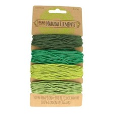 Natural Hemp Twine Bead Cord 1mm Four Color Variety 30 Feet Each Emerald Mix