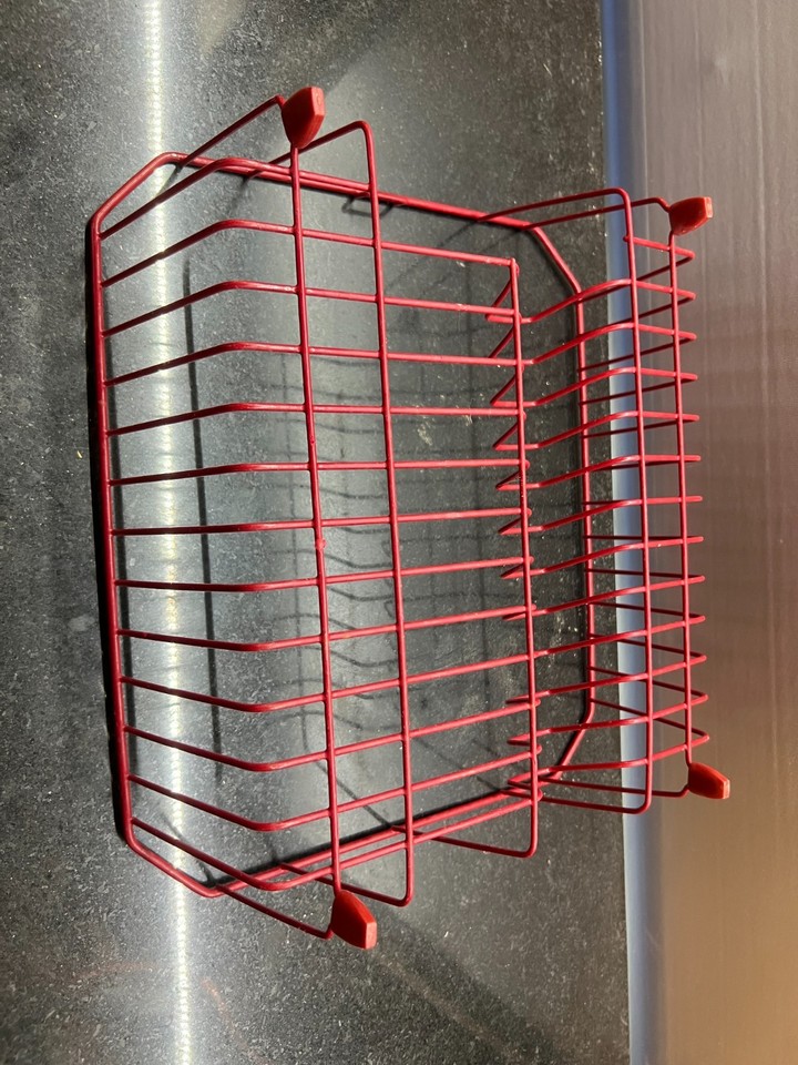 Rubbermaid Vintage Dish Drainer Red Rack Metal Rubber Coated 14x12.5x5 ...