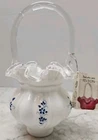 Fenton Hand Blown Magnificent Melon Form Basket Hand painted & Signed