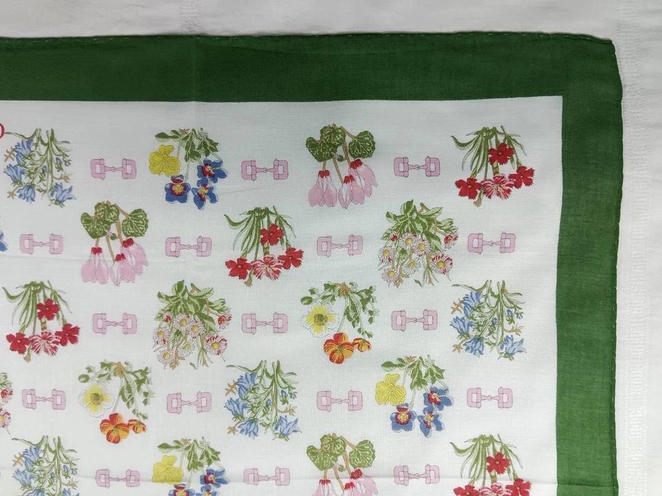 Gucci Algodón Bufanda Bufandas Diadema Vintage Arado Patrón 18"×18" Foto 4 de 4