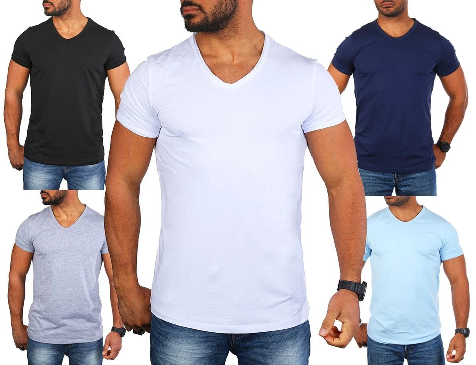 Herren Basic T-Shirt Carisma uni tiefer V-Ausschnitt dehnbar stretch 4066-4644 - Bild 1 von 1