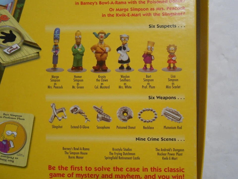 2002 The Simpsons CLUE Detective Board Game Hasbro Parker Brothers 100% Complete - Image 4 of 4