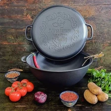 Cast Iron Uzbek Cauldron (Kazan) with Pan Lid 8.5-qt. (8 L)