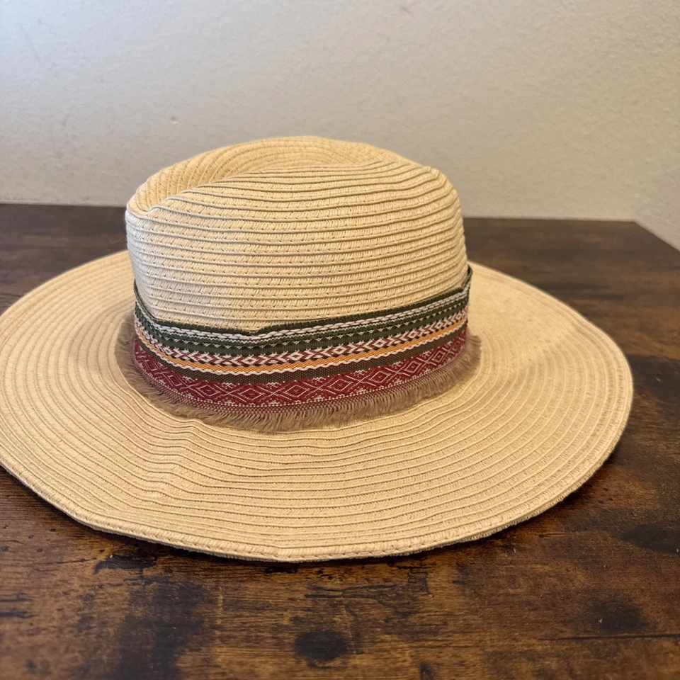 Sombrero de paja artesanal SCALA Pronto - bronceado, borde de cinta, talla única, sombrero para el sol Foto 3 de 4