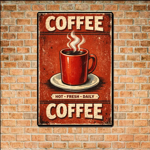 Rustic Cafe Vintage Coffee Tin Metal Sign 8x12 Wall Restaurant Decoration