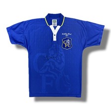 Signed ZOLA Chelsea Football Retro Home Shirt Memorabilia - COA & Photo Proof