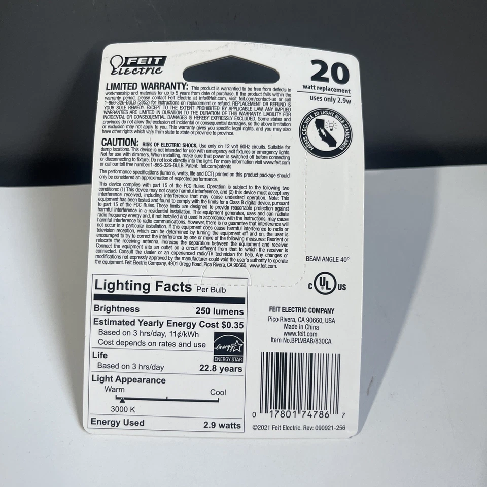 Feit FEIT 3 watts GU53 LED Bulb 250 lumens Warm White Landscape and Low Voltage - Image 4 of 4