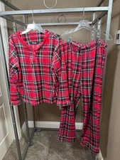Soft & Cozy Company HSN Women's Red Black Tartan Plaid Holiday Pajamas M/L SOFT!